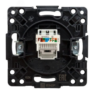 Розетка компьютерная 1-м Стокгольм RJ45 механизм черн. PROxima EZK01-035-10