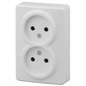 Розетка 2-м ОП Эксперт 11-2202-01 16А IP20 250В 2х2P бел. Б0020682