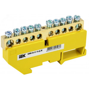 Шина PE "земля" на DIN-изол. ШНИ-8х12-10-Д-Ж YNN10-812-10D-K05