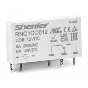 Реле RNC1CO012, Интерфейсное реле, 1 группа переключающих контактов, 12VDC, 6A, для колодок серий: SNC05-E-A, SNC05-S-A, SNC05-P