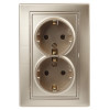 1-205-04 Розетка 2X2P+E Schuko, 16А-250В, IP20, СУ, Plano, шампань (10/100/1200) Б0030071