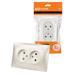 Розетка двойная 2П 10А 250В перламутр "Лама" SQ1815-0824