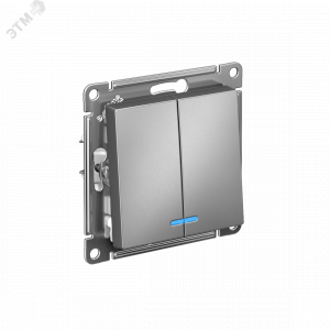 Выключатель 2-кл. СП AtlasDesign 10А IP20 (сх. 5а) 10AX с подсветкой механизм сталь SE ATN000953