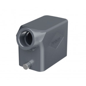 Крышка разъема H10B-SO-2PR-M20, Крышка разъема на кабель, типоразмер 10B, без уплотнителя, 1 отверстие с резьбой для кабельных вводов M20x1,5, с боковым расположением, без защелки (упоры под одну защелку), материал корпуса: алюминиевый сплав