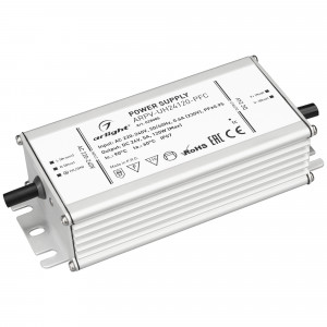 Блок питания ARPV-UH24120-PFC (24V, 5.0A, 120W) 028085, Источник напряжения с гальванической развязкой для светодиодных изделий. Входное напряжение 220-240 VAC. Выходные параметры: 24 В, 5 А, 120 Вт. Встроенный PFC >0.95. Герметичный алюминиевый корпус IP 67. Рабочая температура -40…+70C?. Габаритные размеры д