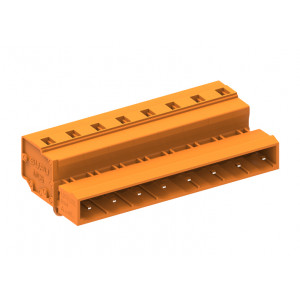 Вилочный разъем на кабель 478404/030, Вилочный разъем, прямой, на кабель, шаг: 7.62 мм, 4 полюса, фиксация провода пружинная, исполнение: с якорными защелками в панель, 500V, 16A, цвет: оранжевый