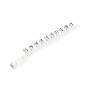 Гребенка с шильдиками 9704 A/5 B, Гребенка составных шильдиков, боковая / верхняя, 10 шильдиков, нанесенные символы: 5,5, ... ,5 цвет: белый