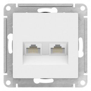 Розетка компьютерная 2-м AtlasDesign RJ45+RJ45 кат.5E механизм лотос SE ATN001385