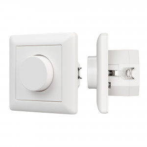 INTELLIGENT ARLIGHT Роторная панель DALI-233-BR-DIM-IN (BUS, 230V) 026772, Встраиваемая поворотная панель с выходом DALI. Установки адреса нет (Broadcast). Питание 100-240 VAC, встроенный источник тока для DALI-линии (выход 125 mA). До 32 устройств DALI. Настраиваемый режим ограничения минимальной яркости.