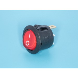 SWR-21R/L, Выключатель 220В 3 контакта круглый, d 20мм с подсветкой, красный, вкл-выкл