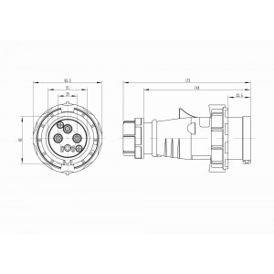 Вилка кабельная IP67 32A 3P+E 400В DIS2183236