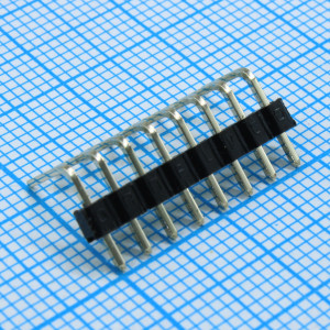 DS1022-1X8RUF11-B, Соединитель штыревой, вилка на плату однорядная угловая, 8pin(1x8), шаг 2.54мм (A=3.00mm, B=6.00mm, C=6.00mm), тип - U