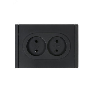 Розетка 2-м СП FORTE&PIANO FP126 10А без заземл. без защ. шторок безвинт. крепл. черн. IEK FP-R20-10-1-K02
