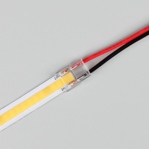 Коннектор выводной COB-MONO-8-2pin-STW-L120-X1 039282, Коннектор выводной с проводом для подключения питания к одноцветным открытым лентам шириной 8 мм, в том числе к лентам COB. Максимальный допустимый ток 6 А, максимальное напряжение 48 В, степень защиты IP20. Длина провода 120мм.