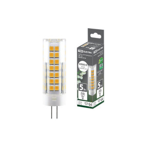 Лампа светодиодная G4-5 Вт-230 В-6500 К, SMD, 16x55 мм SQ0340-0218