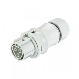 Розеточный разъем на кабель RST20I3S B1 ZR1 GL, Розеточный разъем на кабель диам. 6-10 мм, IP68(69k), 3 полюса, винтовая фиксация провода, номинальные характеристики: 250V+РЕ, 20A, цвет: белый, серия RST Classic