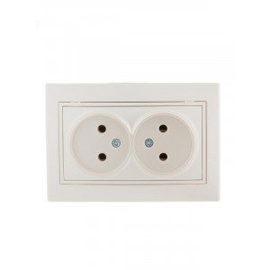 Розетка 2-м СП Mira 16А IP20 без заземл. со вставкой керамика жемчуж./бел. перламутр. 701-3030-128