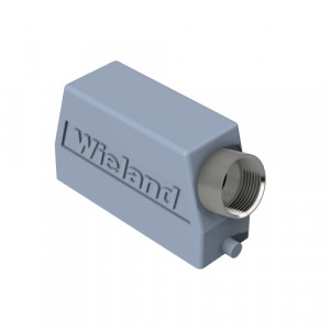 Крышка разъема BAS GOT GG 24 M32 A2, Крышка разъема на кабель, типоразмер 24B, без уплотнителя, 1 отверстие с резьбой для кабельных вводов M32x1,5, с резьбовым удлинителем, с боковым расположением, без защелки (упоры под одну защелку), материал корпуса: алюминиевый сплав