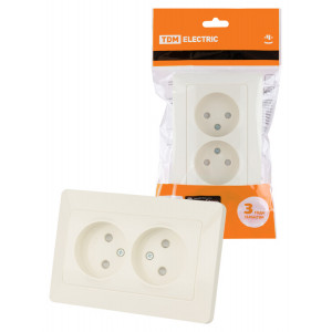 Розетка двойная 2П с защ. шт. 10А 250В сл. кость "Ильмень" SQ1823-0115
