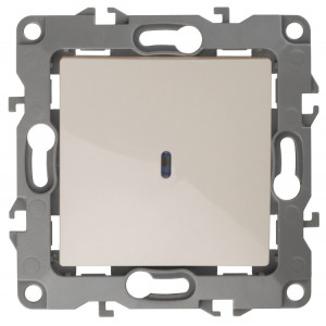 12-1102-02 Выключатель с подсветкой, 10АХ-250В, IP20, 2, слоновая кость (10/100/3200) Б0014634