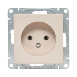 Механизм розетки, 16А, без заземления, без шторок, кремовый Эпика EKF UP1-SOI-100