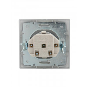 Розетка 1-м СП Mira 16А IP20 с заземл. защ. шторки со вставкой керамика сер. метал. 701-1010-124