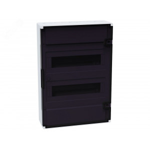 Щит распределительный навесной с пластиковой черной прозрачной дверцей на 24 модуля, OptiBox Pro 24-NKR-IP40 379798