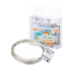 Гирлянда светодиодная "Роса100" 100LED, 10м, 3000К, 3хАА, SQ0361-0053