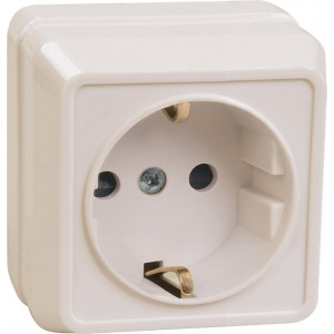 Розетка 1-м ОП Октава РС20-3-ОКм 16А IP20 с заземл. крем. ERO11-K33-16-DC