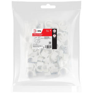 Скоба пластиковая крепежная круглая 12 мм белая NO-224-573 (50 шт/уп) Б0066643