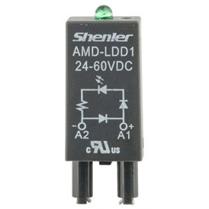 Модуль AMD-LDD1 24-250V DC, Модуль для реле, 24 - 60VDC, зеленый светодиод, диод (+А1/-А2), цвет: черный, для колодок: SRU, SKF14, SKC, SKB, STB, SRC*-E, SRB, GZT, GZM, GZS, GZMB, ES32
