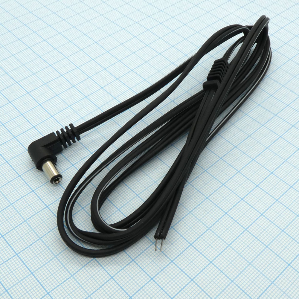 Изображение товара Штекер питания 5.5*2.1 угловой с кабелем 1.8 метра