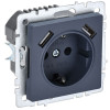 Розетка BRITE РЮш10-1-БрМ 16А с USB A+A 2.1А с заземл. защ. шторки маренго BR-R14-16-U21-D21-K35