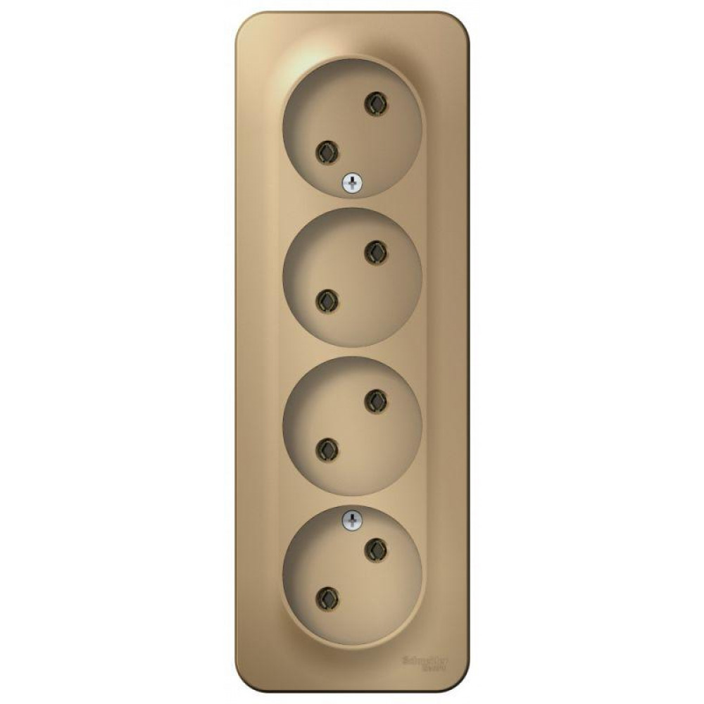 Изображение товара Розетка 4-м ОП Blanca 16А IP20 250В без заземл. без защ. шторок с изолир. пластиной титан SE BLNRA000414