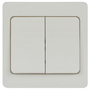 Выключатель 7-104-01 Style двойной, 10А-250В, IP20, СУ, белый1шт Б0060617