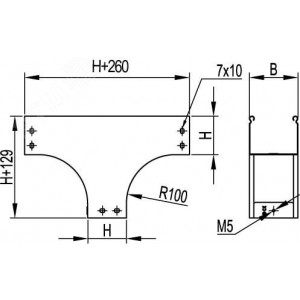 Ответвитель TD Т-образный вертикальный основание 300 H100 в комплекте крепежные элементы соединительные пластины 37115K