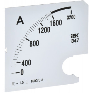 Шкала смен. для амперметра Э47 1600/5А-1,5 96х96мм IPA20D-SC-1600