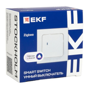 Умный выключатель Стокгольм 1-кл. белый Zigbee EKF Сonnect RCV-ST1-WD-ZB