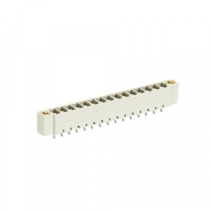 Вилочный разъем на плату 8813 S/15 GF, Вилочный разъем, вертикальный, на плату, шаг: 3.81 мм, 15 полюсов, фиксация на плате пайкой, исполнение: без маркировки, с монтажными фланцами, 250V, 8А, цвет: серый