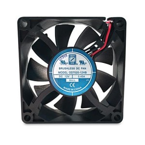 OD7025-12HBXC, Вентиляторы постоянного тока DC Tubeaxial Fan, 70x25mm, 12VDC, 60CFM, Ball Bearing, 2x Wire Leads