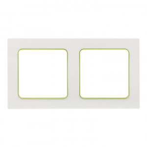 Стокгольм Рамка 2-местная белая с линией цвета зеленый PROxima EXM-G-303-20