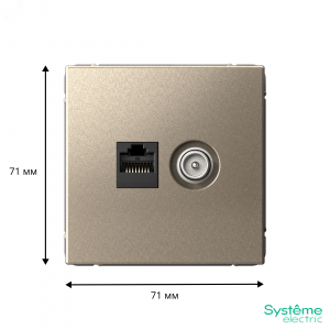 ARTGALLERY розетка двойная ТВ + компьютерная RJ45, кат. 5Е, шампань GAL000589
