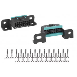 OBD-16-ST01, Разъем диагностический ST01, OBD2-розетка, прямой с отверстиями под крепление, 16 контактов, 24 В, ABS пластик, цвет черный