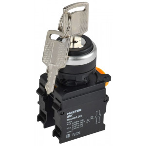 Переключатель с ключом 3 полож. 1NO+1NC ч-рный MASTER IEK MI-SW60-20Y-3-34-3-K02