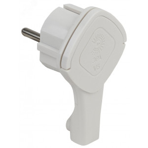 Вилка V5(U) ультраплоская с заземл. 16А с кольцом белая ЭРА Б0026331