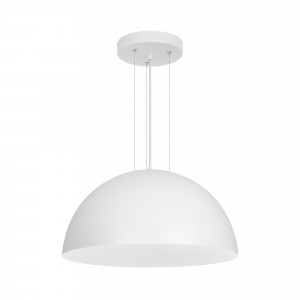 Светильник SP-RESTO-HANG-R500-30W Warm3000 (WH, 100 deg, 230V) 039697, Подвесной светильник. Мощность 30 Вт, св. поток 1900 лм, 55 лм/Вт, теплый 3000 K, CRI>90, угол 100°, напряжение питания 230 В. Белый круглый корпус из алюминия, степень защиты IP20. Размер: диаметр 500 мм, высота 250 мм, размер чаши: диаметр 200 мм, высот
