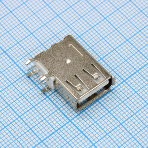 DS1095-01-WNR0-FE, Разъем USB 2.0 тип A (розетка) угловой на плату (TНT)