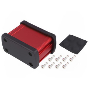 ALUG702RD040, Алюминиевый красный корпус с черными торцевыми панелями