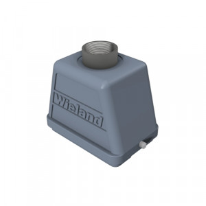 Крышка разъема BAS GOT GI 48 M40 A2, Крышка разъема на кабель, типоразмер 48B, без уплотнителя, 1 отверстие с резьбой для кабельных вводов M40x1,5, с резьбовым удлинителем, с верхним расположением, без защелки (упоры под одну защелку), материал корпуса: алюминиевый сплав