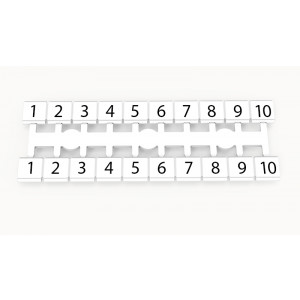 Маркировка (в кассетах) ZK6-20P-19-11Z(H), Кассета с маркировочными шильдиками, для клемм сечением 4 мм.кв., боковая, 20 шильдиков, нанесенные символы: 1...10, с вертикальным расположением, размер шильдика: 5,6 x 5,0 мм, цвет: белый